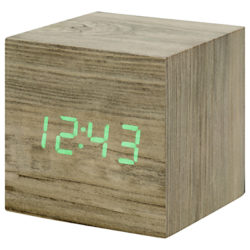 Gingko Click Clock Cube LED Alarm Clock Natural